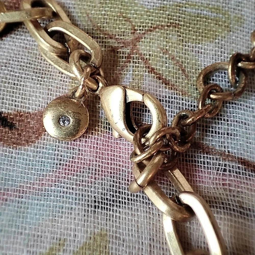 J. Crew Brass Tone Clear Navy Mint Pistachio Stones Statement Necklace Vintage